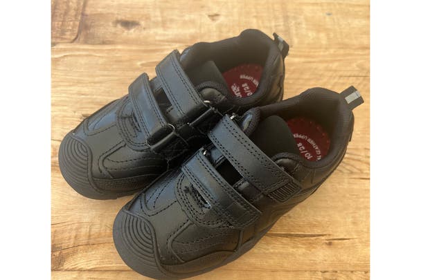 Asda George black leather double strap school shoe